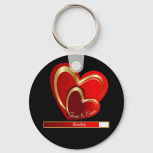 Chic Love Loading Red Hearts Personalized Wedding Keychain