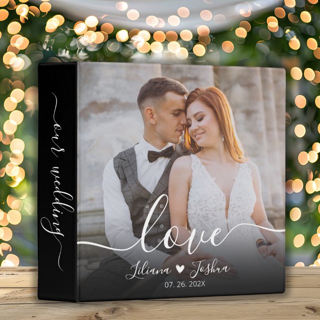 Chic Love Script Heart Wedding Photo Album Binder (Creator Uploaded)