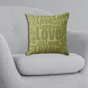 Chic Love Typography Green Throw Pillow
