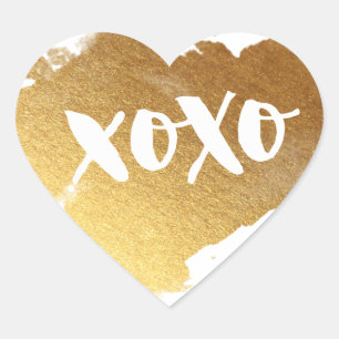 CHIC LOVE XOXO HEART modern faux shiny gold Sticker