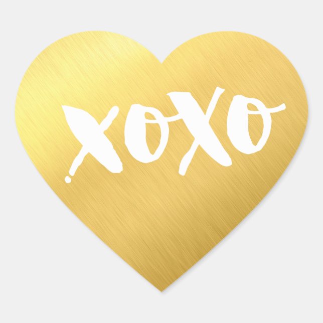 CHIC LOVE XOXO HEART modern faux shiny gold Sticker (Front)