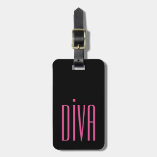 CHIC LUGGAGE/BAG TAG_GIRLY "DIVA" PINK/BLACK LUGGAGE TAG