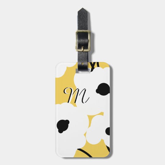 CHIC LUGGAGE TAG_MOD BLACK & WHITE POPPIES LUGGAGE TAG