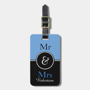 CHIC LUGGAGE TAG_MODERN "Mr & Mrs" 153 BLUE/BLACK Tag