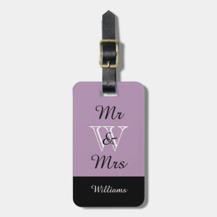 CHIC LUGGAGE TAG_"Mr & Mrs" LILAC/BLACK/WHITE Tag