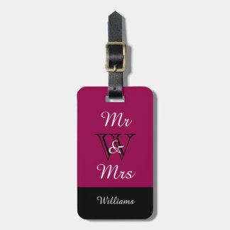 CHIC LUGGAGE TAG_"Mr & Mrs" RASBERRY/BLACK/WHITE Tag
