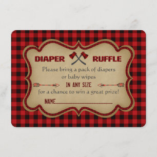 Chic Lumberjack Hunter Boy Diaper Raffle Ticket Invitation