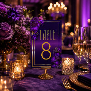 Chic Luminous Violets Purple Wedding Table Number 