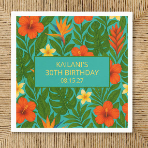 Chic Lush Tropical Floral Luau Birthday Party Napkin