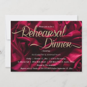 Chic Luxury Burgundy Minimal Rehearsal Dinner Invitation