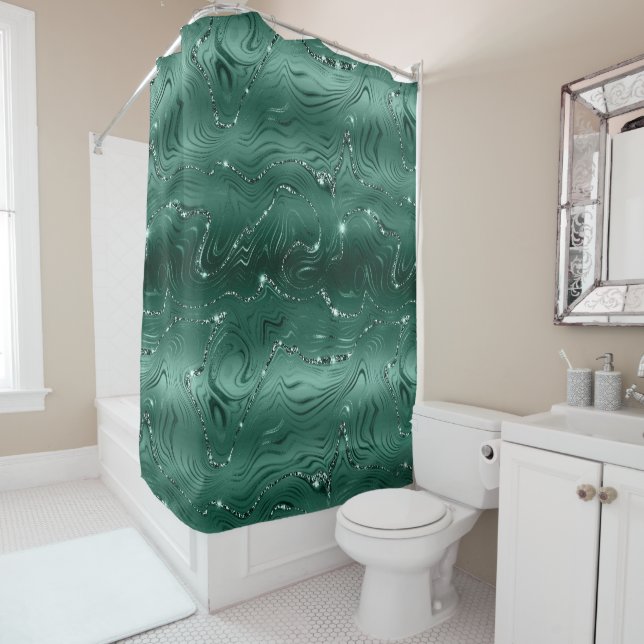 Chic Luxury Emerald Green Silver Glitter Pattern (In Situ)