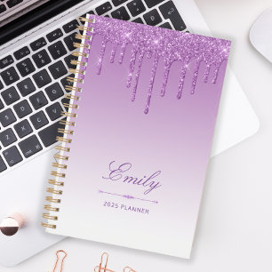 Chic Luxury Glitter Drips Purple Personalized 2025 Planner