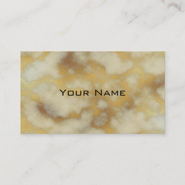 Chic Luxury Grey & Gold Marble Pattern Background Business Card (Front)