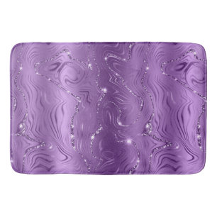 Chic Luxury Purple Silver Glitter Pattern Bath Mat