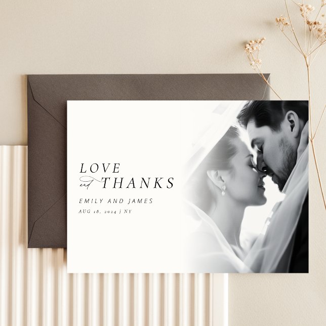 Chic Luxury Script Wedding Photo Thank You Card (Creator Uploaded)
