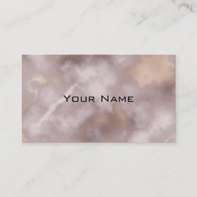 Chic Luxury Smoky White Grey & Gold Marble Pattern Business Card (Front)