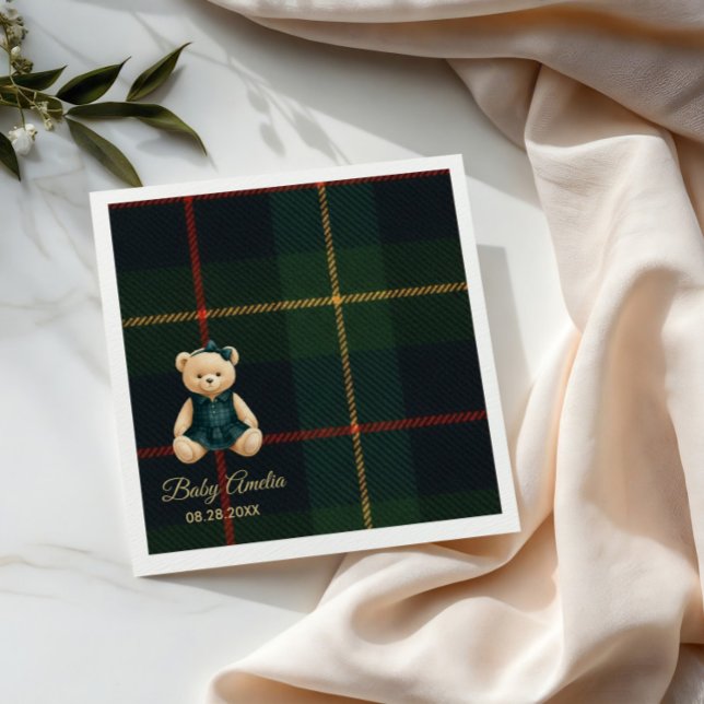 Chic Luxury Teddy Bear Baby Shower Invitation Napkin (Creator Uploaded)