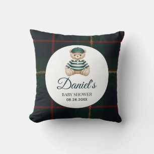 Chic Luxury Teddy Bear Baby Shower Throw Pillow