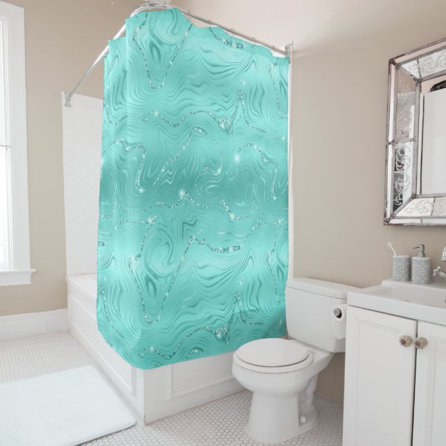 Chic Luxury Turquoise Silver Glitter Pattern (In Situ)