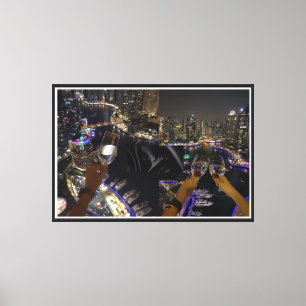 "Chic Luxury Vibes – Balcony & Wine Glass" Canvas Print