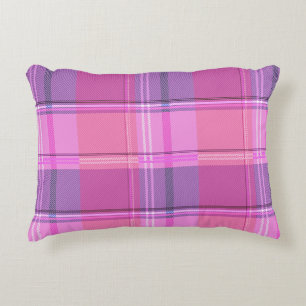 Chic Magenta Berry Plaid Aesthetic Accent Pillow