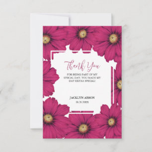 Chic Magenta Cosmos Floral Botanical Thank You