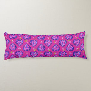 Chic Magenta Hearts and Flowers Body Pillow
