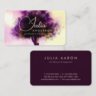Chic Magical Violet Blush Pink Tree Illustration Business Card
