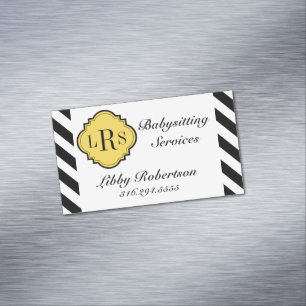 CHIC MAGNETIC BUSINESS CARD_BLACK/WHITE STRIPES Magnetic BUSINESS CARD