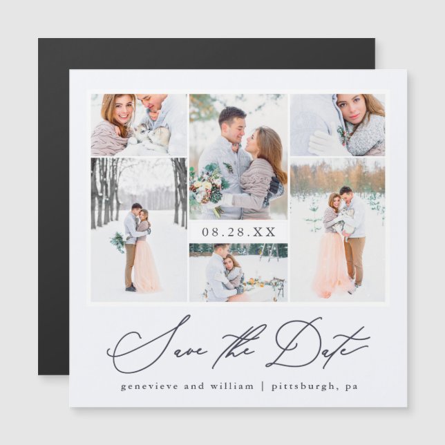 Chic Magnetic Photo Wedding Save the Date (Front/Back)