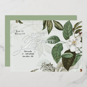 Chic Magnolia Save the Date Foil Invitation
