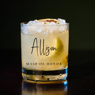 Chic Maid Of Honour Bridal Wedding Whiskey Glass