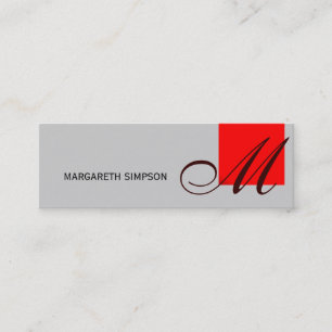 Chic maigre Monogramme gris Carte de visite rouge
