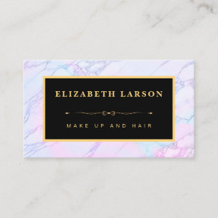 Chic Makeup Iridescent Marble Artist Hair Salon Business Card