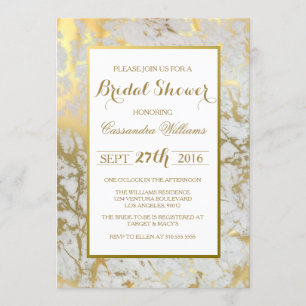 Chic Marble and Gold Bridal Shower Invitation