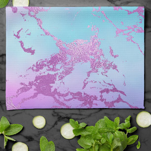 Chic Marble   Glitzy Glam Violet Purple Blue Ombre Kitchen Towel