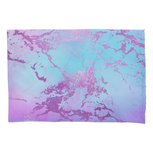 Chic Marble | Glitzy Glam Violet Purple Blue Ombre Pillowcase (Front)
