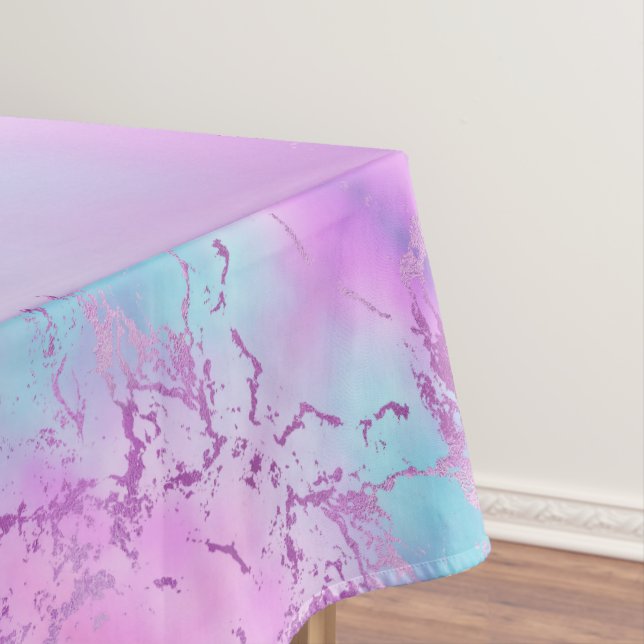 Chic Marble | Glitzy Glam Violet Purple Blue Ombre Tablecloth (In Situ)