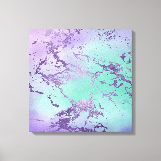 Chic Marble | Lavender Purple and Mint Green Canvas Print (Front)