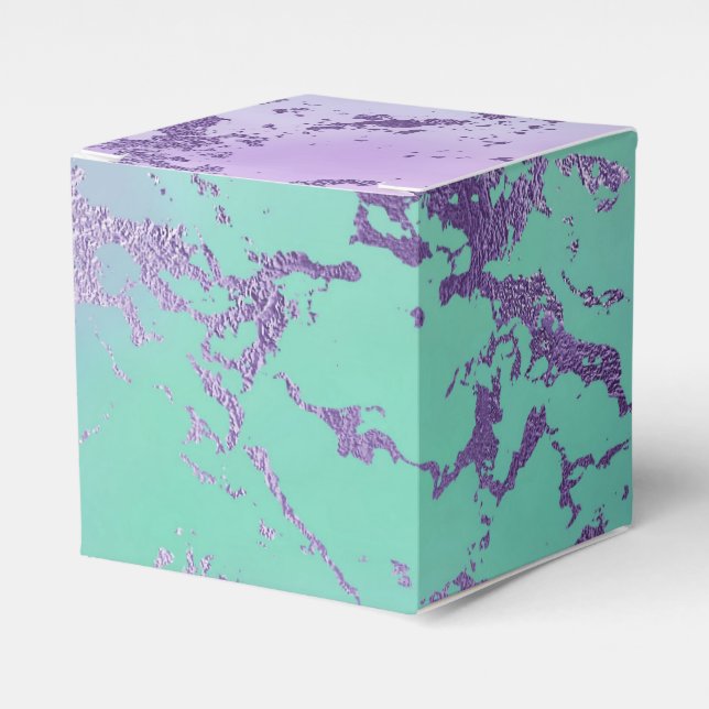 Chic Marble | Lavender Purple and Mint Green Favor Box (Front Side)