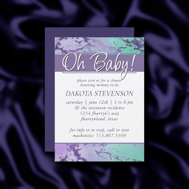 Chic Marble | Lavender Purple and Mint Green Invitation (Creator Uploaded)