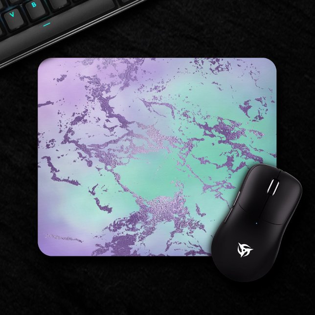 Chic Marble | Lavender Purple and Mint Green Mouse Pad (Creator Uploaded)