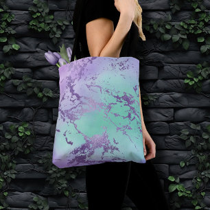 Chic Marble   Lavender Purple and Mint Green Tote Bag