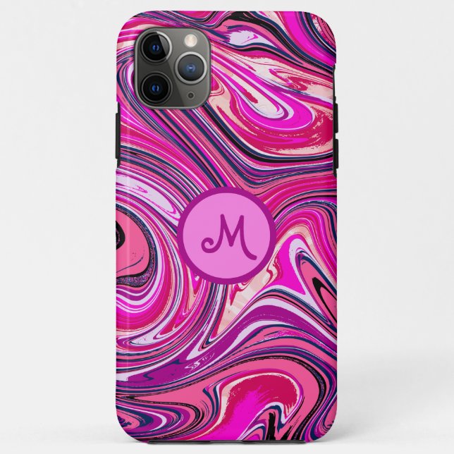 Chic Marble Swirl Monogram Case-Mate iPhone Case (Back)
