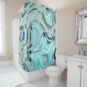 chic marble swirls mint ocean sea aqua blue waves