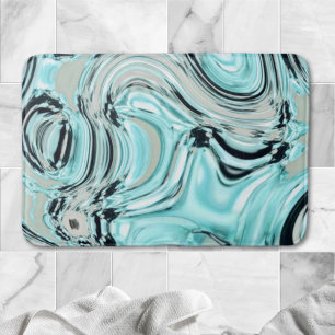 chic marble swirls mint ocean sea aqua blue waves bath mat