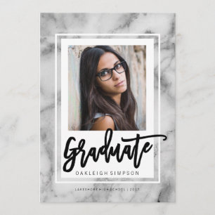 Chic Marble Typography Grad Announcement