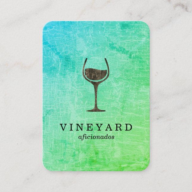 Chic Marbled Texture with Wine Glass Business Card (Front)