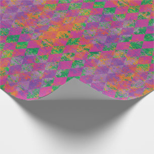 Chic Mardi Gras Purple Gold Harlequin Pattern Wrapping Paper