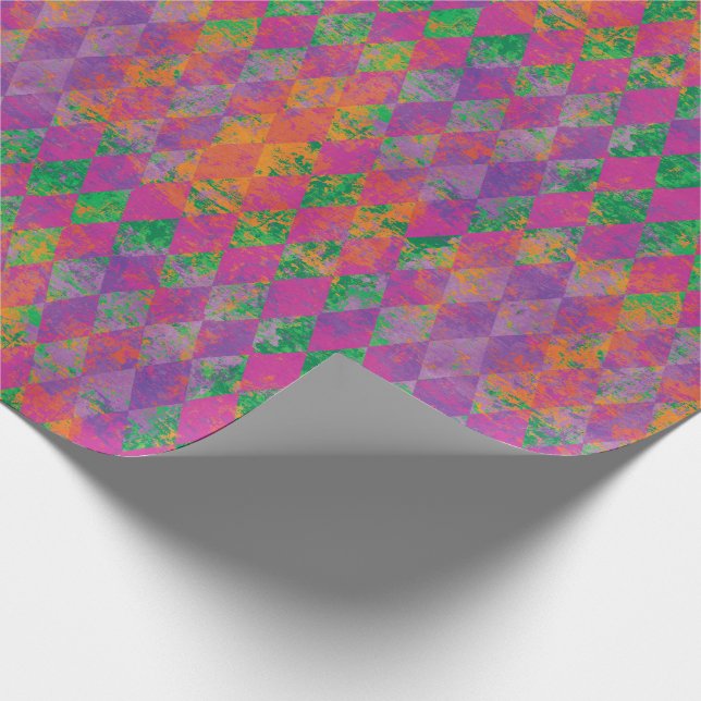 Chic Mardi Gras Purple Gold Harlequin Pattern Wrapping Paper (Corner)